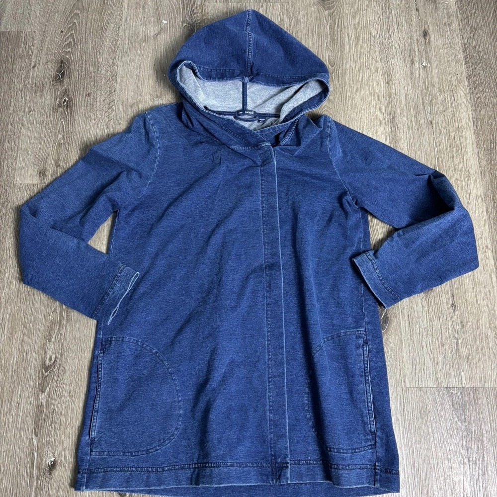 Indigo Pure‎ J. Jill Missy Small Cotton Spandex Stretch Hooded Jacket Wrap